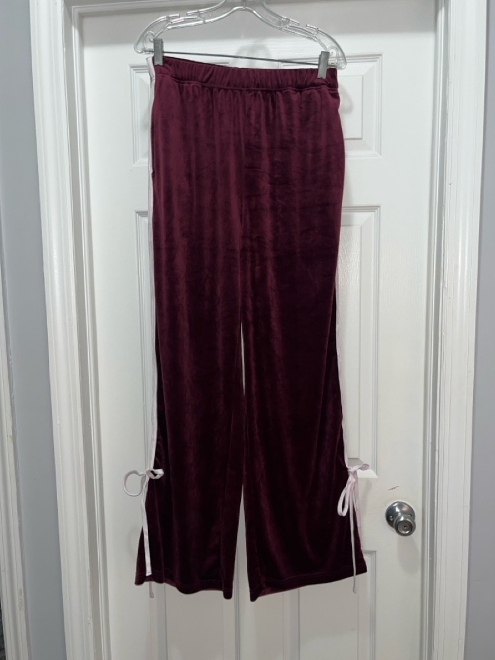 Burgundy velour sweatpants